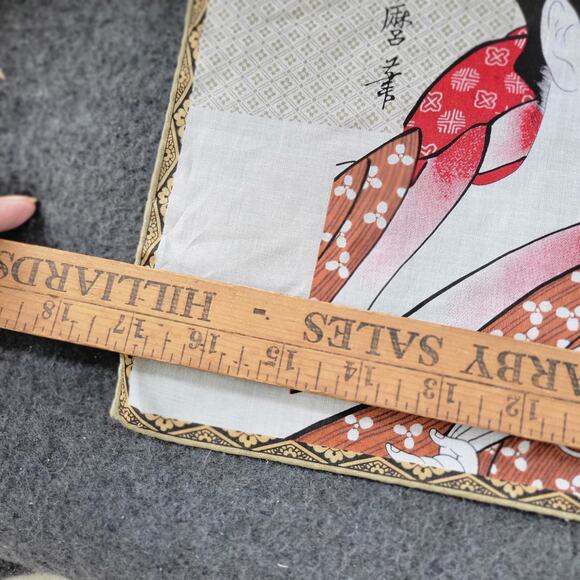 New / Vintage Ukiyo e Woven Cotton Fabric Handkerchief 3 Japanese Women 17 in - Picture 4 of 5